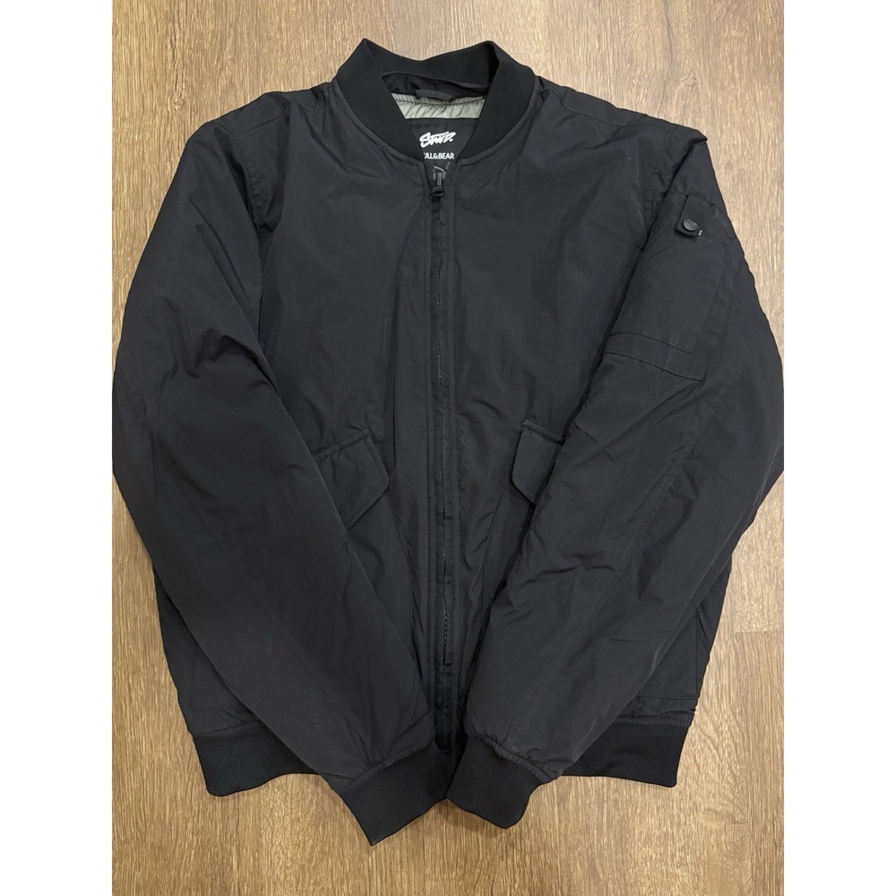 Pull & Bear Bomber Jacket Men's Size Medium Black